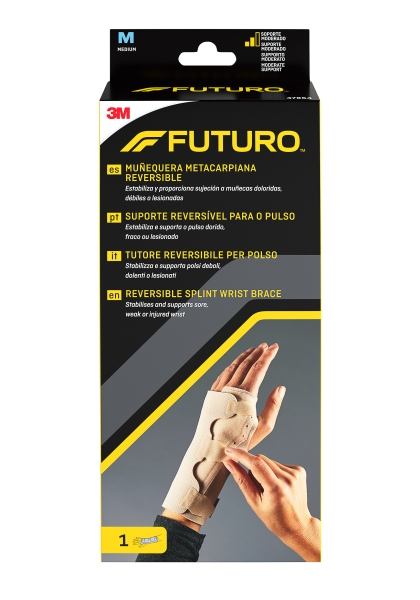 Futuro Soporte para Mano - Estabilizacion Metacarpiana - Talla M (15.9 - 19cm) - Reversible - Transpirable - Color Beige