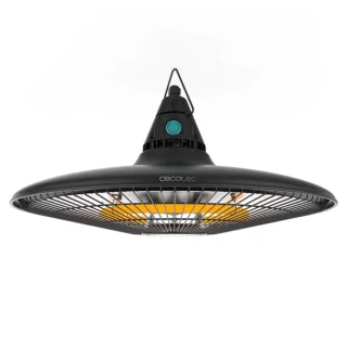 Cecotec ReadyWarm 1500 Power Ceiling Estufa Halogena de Techo para Exterior - Potencia de 1500W - Proteccion IP65 - Calienta hasta 10m2 - Incluye Mando a Distancia - Color Negro