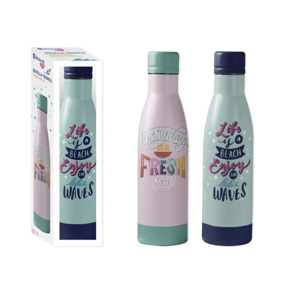 Bismark Botella Termica 500ml - Aislamiento de Vacio de Doble Pared - Tapon Hermetico - 2 Modelos Diferentes · Pack de 6 uds.