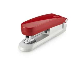 Novus Evolution E 20 Grapadora de Sobremesa + Caja de 200 Grapas 24/6 - Hasta 20 Hojas - Grapado Cerrado, Abierto y Clavado - Color Rojo/Gris Claro