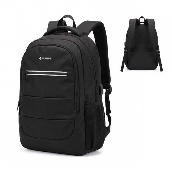 Subblim City Plus Mochila para Portátil 16" - Capacidad 26L - Resistente al agua - Puerto USB-C - Bolsillo Reflectante - Color Negro