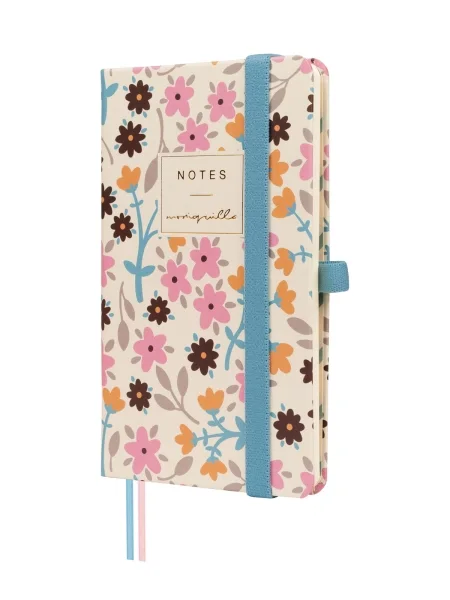 Finocam Moniquilla Cuaderno de Tapa Dura - 72 Hojas - 90x150mm - Papel Crema de 80g/m2 - Liso - Bolsillo Interior - Cierre con Goma - Hojas Microperforadas - Multicolor