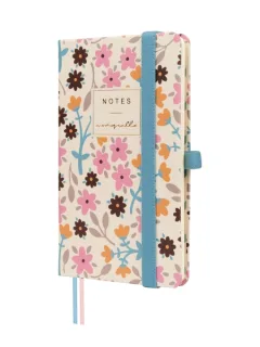 Finocam Moniquilla Cuaderno de Tapa Dura - 72 Hojas - 90x150mm - Papel Crema de 80g/m2 - Liso - Bolsillo Interior - Cierre con Goma - Hojas Microperforadas - Multicolor