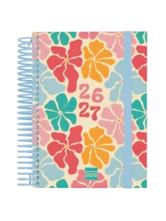 Finocam Diva Agenda Escolar 26/27 en Catalan - 1 Dia por Pagina - Formato 8º - 120x164mm - Tapas de Carton Forrado - Papel de 80g/m2 - Espiral - Esquinas Microperforadas - Multicolor