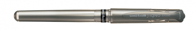 Uni-ball Signo Broad UM-153 Roller de Tinta Gel - Punta de Bola 1mm - Trazo Estilografico - Sujecion de Caucho - Color Plata · Pack de 12 uds.