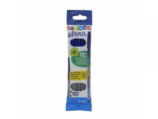 Carioca Sfera Flowpack Pack de 4 Boligrafo - Punta Ø 1mm - Capuchon y Retro del Color de la Tinta - Escritura Super Deslizante - Paquete de Papel - Color Azul