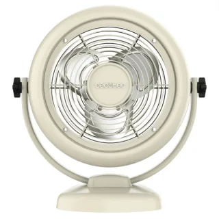 Cecotec EnergySilence 800 RetroDesk Ventilador de Sobremesa con 3 Aspas - 20W - Diametro de 20cm - Inclinacion Ajustable - 2 Velocidades - Rejilla Protectora - Base Estable - Color Beige