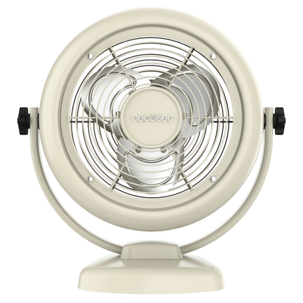 Cecotec EnergySilence 800 RetroDesk Ventilador de Sobremesa con 3 Aspas - 20W - Diametro de 20cm - Inclinacion Ajustable - 2 Velocidades - Rejilla Protectora - Base Estable - Color Beige