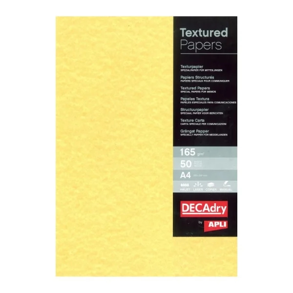 Apli Pack de 50 Hojas de Papel Pergamino - 165gr - Diseño Doble Cara - Ideal para Invitaciones, Diplomas y Manualidades - Compatible con Impresoras Inkjet, Laser y Fotocopiadoras - Color Oro