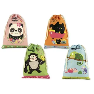 Bismark Animals Bolsa Escolar para Merienda - Medida 22x35cm - Ciere de Tiras - 4 Diseños Diferentes · Pack de 12 uds.