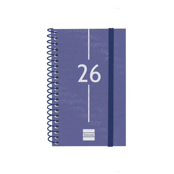 Finocam Year Agenda de Espiral en Catalan - Anual 2026 - Tapa Ligera - Formato E3 - 217x14x297mm - Semana Vista Horizontal - Color Azul