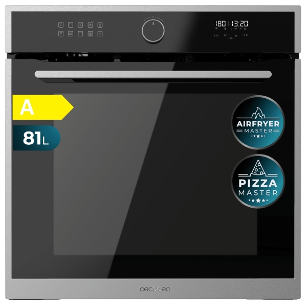 Cecotec Bolero Hexa AF316000 Line A Horno Integrable - Capacidad 81L - Temperatura Regulable - Piedra para Pizzas de 35cm - Guias Telescopicas - Pantalla Tactil - 11 Funciones - Color Gris O