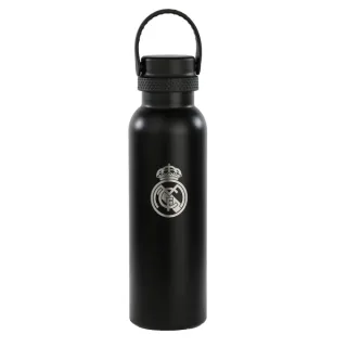 Safta Real Madrid 2ª Equipacion 24/25 Botella Reutilizable 600ml - Doble Pared con Aislamiento - Base de Silicona - Conserva Temperatura 12h Caliente / 24h Caliente - 25x7.3x7.3cm - Color Ne