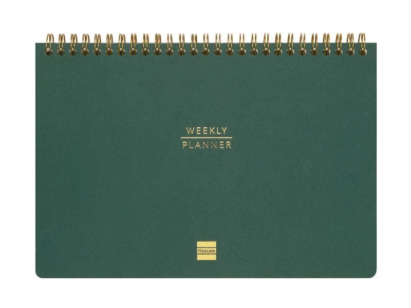 Finocam Haiku Planificador sin Fechar - Internacional - Semana Vista Vertical - 240x165mm - Tapa Dura - Papel de 95g/m2 - 57 Semanas - Espiral Metalica - Color Verde
