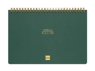 Finocam Haiku Planificador sin Fechar - Internacional - Semana Vista Vertical - 240x165mm - Tapa Dura - Papel de 95g/m2 - 57 Semanas - Espiral Metalica - Color Verde
