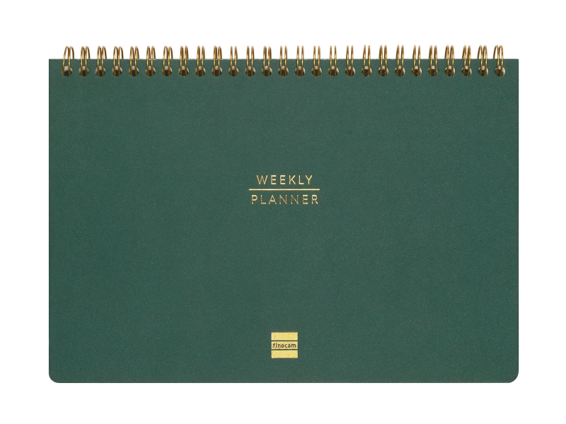 Finocam Haiku Planificador sin Fechar - Internacional - Semana Vista Vertical - 240x165mm - Tapa Dura - Papel de 95g/m2 - 57 Semanas - Espiral Metalica - Color Verde
