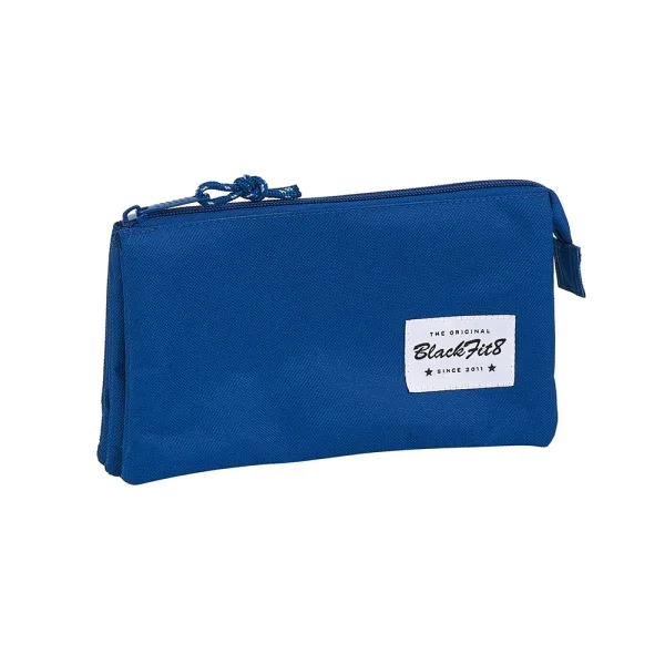 Safta Blackfit8 Oxford Portatodo - 3 Compartimentos con Cremalleras - Bolsillo Interior - 0.6L - 220x30x120mm - Color Azul Oscuro