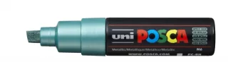 Posca PC-8K Marcador de Pintura - Punta Biselada Acrilica 8mm - Tinta Base al Agua - Resistente a la Luz - No Permanente - Color Verde Metálico · Pack de 6 uds.