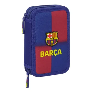 Safta F.C.Barcelona Plumier de 1L 29 Piezas - 2 Compartimentos - Cierre de Cremallera - 12.5x19.5x4cm - Color Rojo y Azul