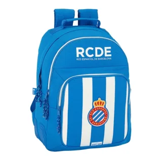 Safta Rcd Espanyol Mochila con 2 Compartimentos - Antirozaduras - Adaptable a Carro - Bolsillo Frontal - Portabotellas - Tirador Doble - Hombreras Ergonomicas - 20L - 320x150x420mm - Color A