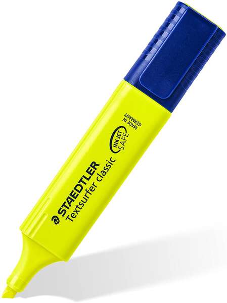 Staedtler Textsurfer Classic 364 Marcador Fluorescente - Punta Biselada - Trazo entre 1 - 5mm - Tinta con Base de Agua - Color Amarillo · Pack de 10 uds.