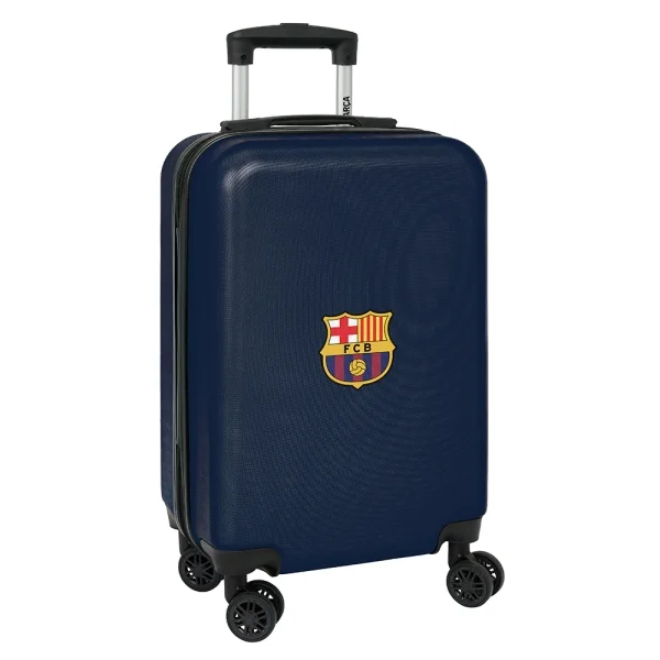 Safta F.C. Barcelona Maleta con Ruedas 20" - Asa Telescopica - 4 Ruedas Giratorias - Cierre con Candado - 34.5x55x20cm - Color Azul Marino