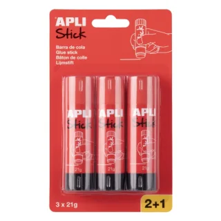 Apli Pack con 3 Barras de Pegamento 21g - Facil Aplicacion - Secado Rapido - Transparente