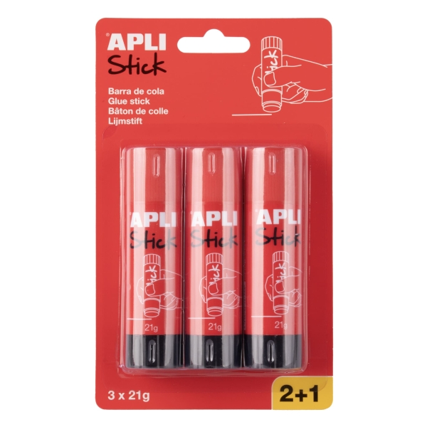 Apli Pack con 3 Barras de Pegamento 21g - Facil Aplicacion - Secado Rapido - Transparente