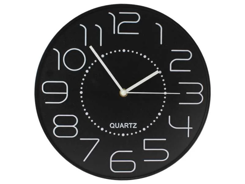 Bismark Reloj Oficina Numeros Blancos sin Cristal - Manecillas de Aluminio - Color Negro