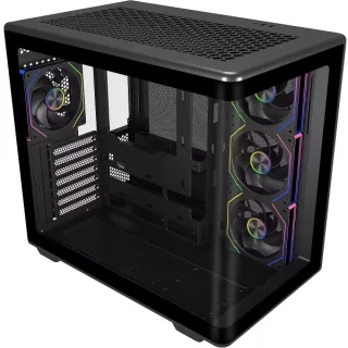 Cooler Master Elite 600 Caja Semitorre ATX/MicroATX/Mini-ITX - 4 Ventiladores 120mm RGB - Vista Panoramica - Doble Camara - Audio - 2xUSB-A - 1xUSB-C - 445x285x410mm - Color Negro