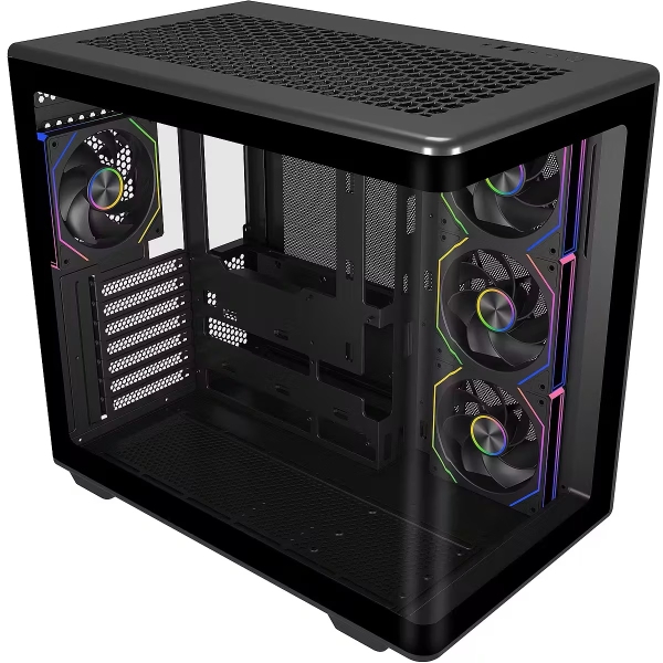 Cooler Master Elite 600 Caja Semitorre ATX/MicroATX/Mini-ITX - 4 Ventiladores 120mm RGB - Vista Panoramica - Doble Camara - Audio - 2xUSB-A - 1xUSB-C - 445x285x410mm - Color Negro