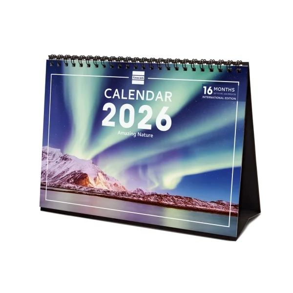 Finocam Calendario de Sobremesa Internacional - Anual 2026 - Imagenes Variadas - 210x70x155mm - Tematica de Naturaleza