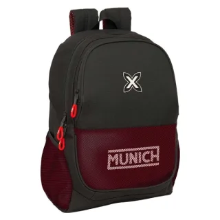 Safta Munich Vulcan Mochila Adaptable a Carro - Bolsillos Laterales - Dos Compartimentos - Cremalleras Dobles - Hombreras Acolchadas - Asa Superior - 23L - 320x160x440mm - Color Negro y Rojo