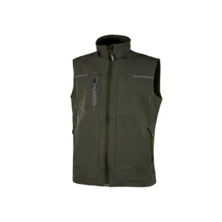 Upower Saturn Chaleco de Tela Resistente - Talla 2XL - Suave, Repelente al Agua, Transpirable, Multiples Bolsillos, Detalles Reflectantes, Proteccion DPI1 - Color Verde Oscuro