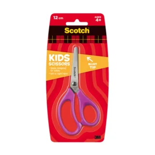 Scotch Tijeras Infantiles 12cm - Acero Inoxidable - Punta Redondeada - Tacto Suave - Aptas para Diestros y Zurdos - Color Morado