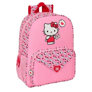 Safta Hello Kitty Mochila Adaptable a Carro - Portabotellas - Tirador Doble - Hombreras Ergonomicas Acolchadas - Bolsillo Frontal - Asa de Mano Superior - 19L - 330x140x420mm - Color Rosa