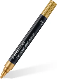 Staedtler Lumocolor 349 Marcador Acrilico Permanente - Trazo 2.4 mm Aprox - Tinta Base de Agua - Color Oro · Pack de 10 uds.