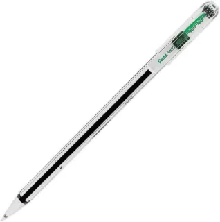 Pentel SuperB Boligrafo de Bola - Punta Fina 0.7mm - Trazo 0.35mm - Tinta con Base de Aceite - Color Verde · Pack de 12 uds.