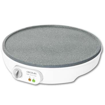 Cecotec Fun Crepestone Crepera Electrica 1000W - Revestimiento Antiadherente RockStone - Potencia Regulable - Diametro de 30,5cm - Rodillo Esparcidor y Espatula Incluidos