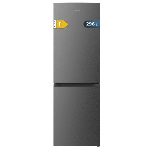 Cecotec Bolero CoolMarket Combi 296 DF Dark Frigorifico Combi - Capacidad 296L - Luz LED - Defrost - Congelacion Ultrarapida - Cajon para Frutas y Verduras - 185x60x60cm - Color Gris Oscuro