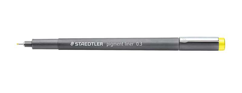 Staedtler Pigment Liner 308 Rotulador Calibrado - Trazo 0.3mm - Secado Rapido - Color Amarillo · Pack de 10 uds.