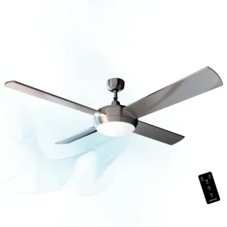 Cecotec EnergySilence Aero 570 Ventilador de Techo con 4 Aspas y Luz LED Integrada - 60W - Diametro de 52" - Mando a Distancia - Temporizador - 3 Velocidades - Modo Invierno/Verano - Acero I