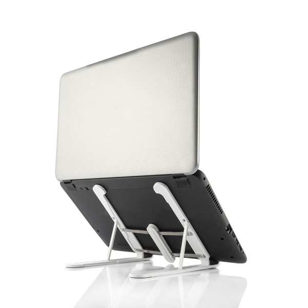 Innovagoods Flappot Soporte para Portatil hasta 17" - Soporte Ajustable - Antideslizante - Ligero - Portatil - Incluye Funda - 8 Niveles de Inclinacion - 21x16.5x26.5cm - Color Blanco