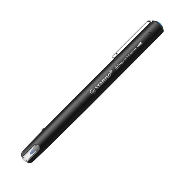 Stabilo Dr!ver Rotulador de Punta Media 0.8mm - Tinta a Prueba de Manchas, Inodora y con Base al Agua - Fabricado con 94% de Bioplastico - Color Azul · Pack de 5 uds.