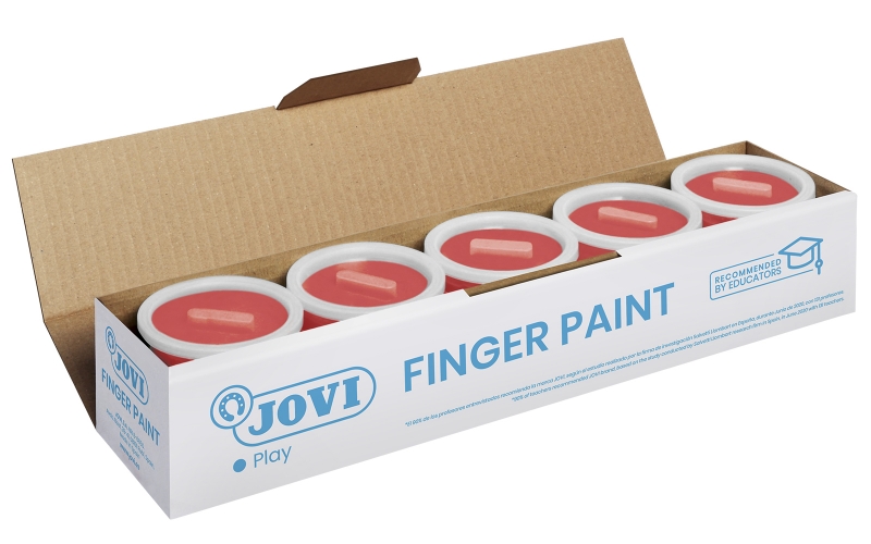 Jovi Bote de Pintura de Dedos - 125ml Pintura de Dedos - Colores Mezclables - Textura Gelatinosa - Lavable - sin Gluten Ni Alergenos - No Toxico - Estimula la Coordinacion Motora - Color Roj