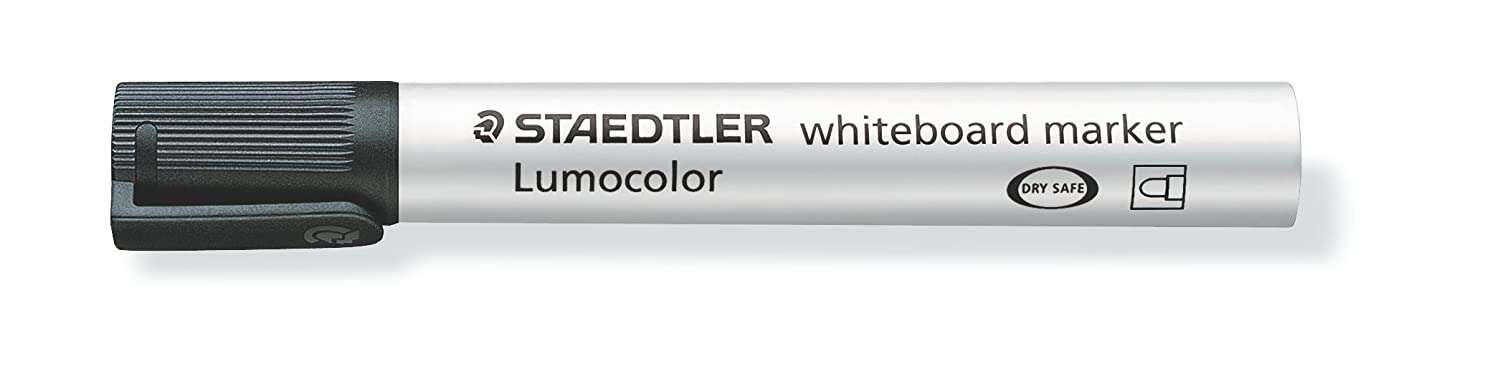 Staedtler Lumocolor 351 Rotulador para Pizarra - Punta Redonda - Trazo 2mm - Capuchon con Clip - Color Negro · Pack de 10 uds.