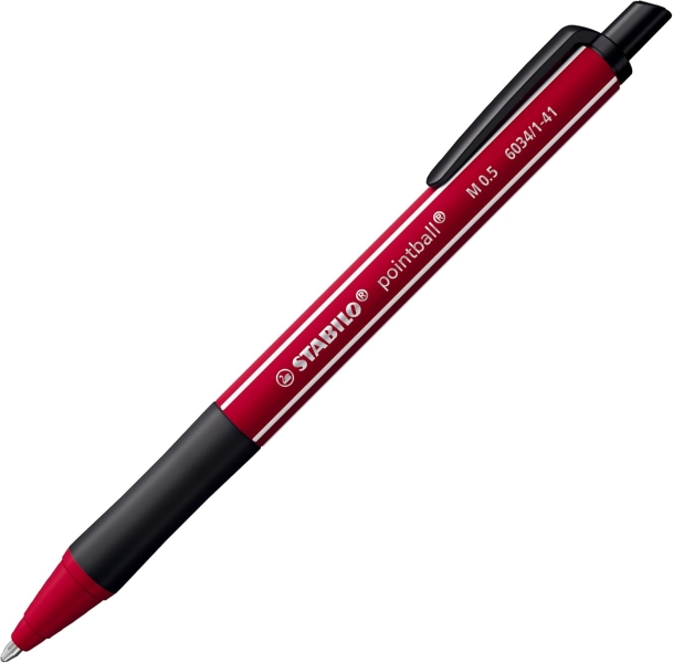 Stabilo Pointball Naturecolors Wildflower Boligrafo Retractil - Trazo 0.5mm - Hecho con 87% Bioplastico - Grip Antideslizante - Recargable - Tinta Azul - Color del Cuerpo Rojo Borgoña · Pack de 10 uds.