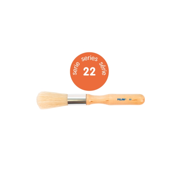 Milan 22 Pack de 3 Pinceles para Estarcido - Bolsa con Colgador - Pelo Largo - Mango Grueso - Color Madera Claro