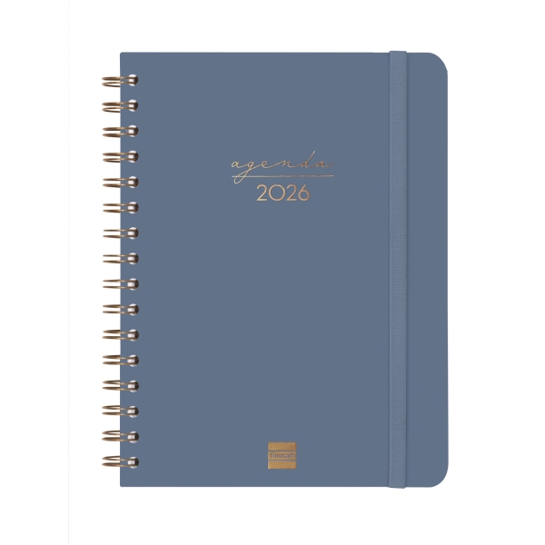 Finocam Alma Agenda en Catalan - Anual 2026 - con Espiral - Formato E10 - 172x19x220mm - Semana Vista Horizontal - Color Azul