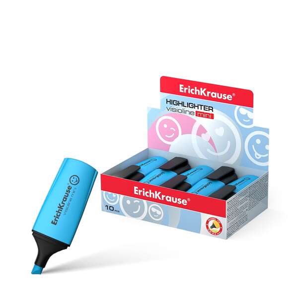 Erichkrause Visioline Mini Fluorescente - Punta Biselada - Trazo 0.6 a 5.2mm - Color Azul · Pack de 10 uds.